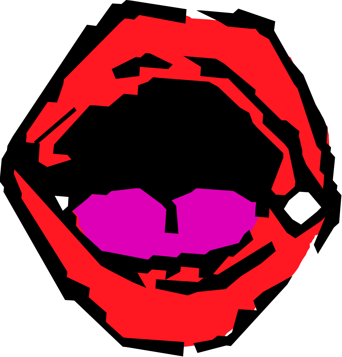 Red and Purple Lips Clipart on Black Background