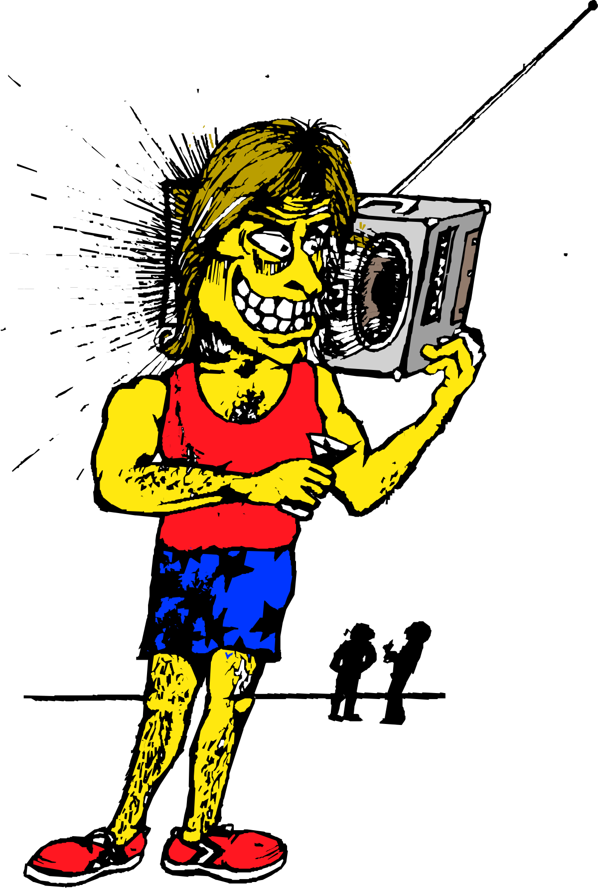 a cartoon character holding a radio clip art png transparent Cartoon Character Holding a Radio - Playful Clipart Design