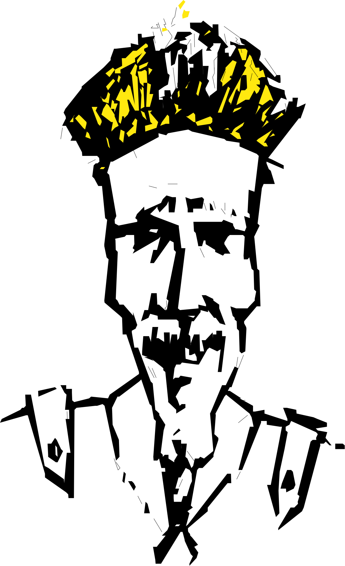 Bearded Man Clipart: Striking Black and Yellow Illustration