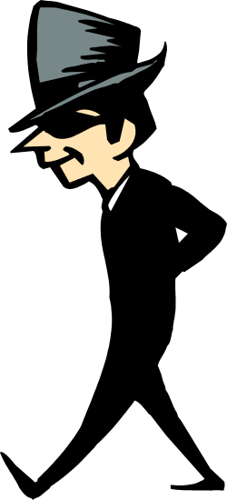 Man in Hat and Tie Smoking Cigarette Clipart