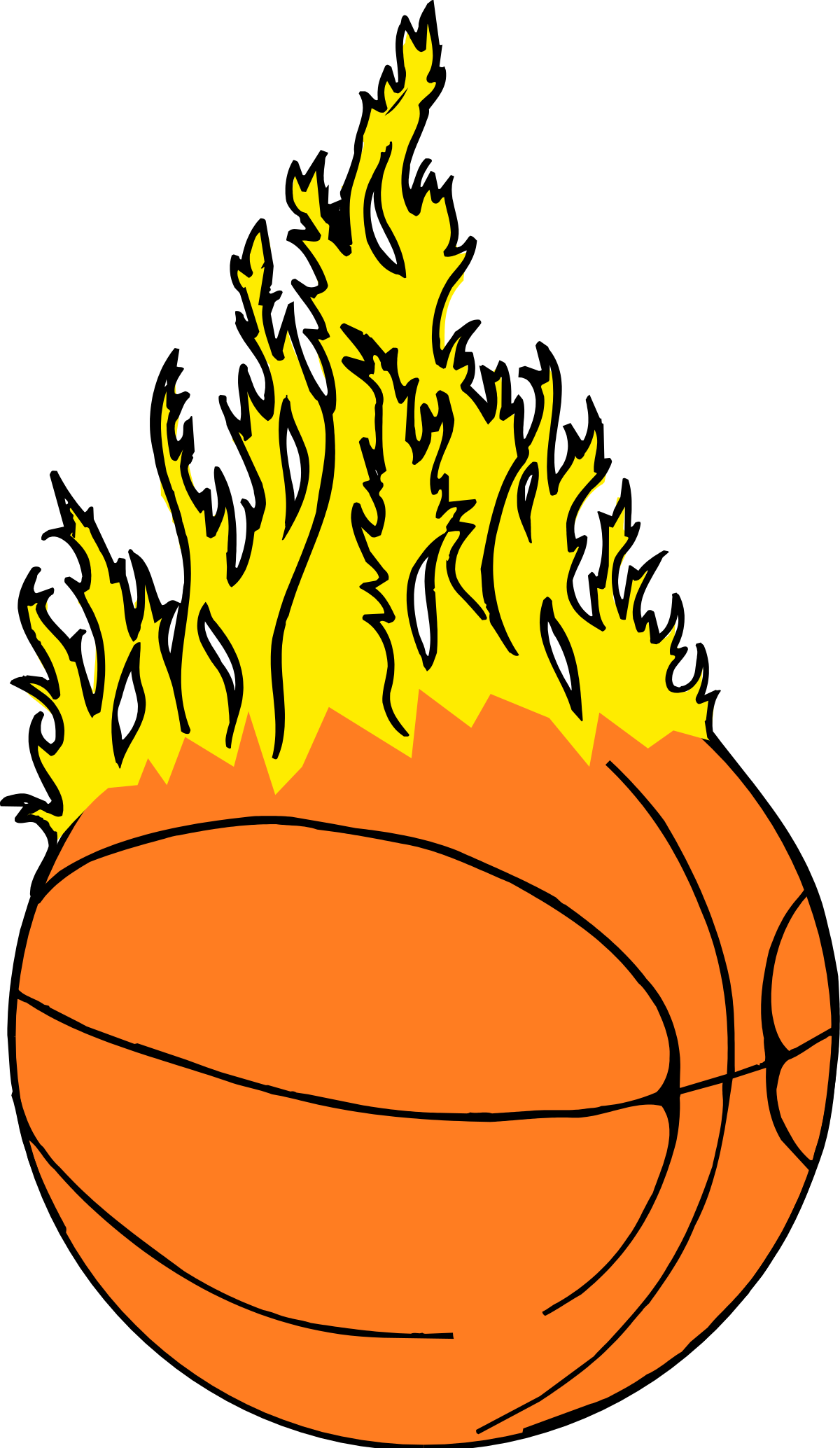Flaming Basketball Clipart - Dynamic Sports Graphics