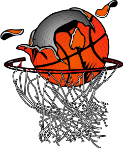 Basketball Ball in Net Clipart - Dynamic Sports Icon