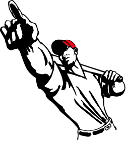 Baseball Bat Clipart: Man in White Shirt and Red Hat Throwing
