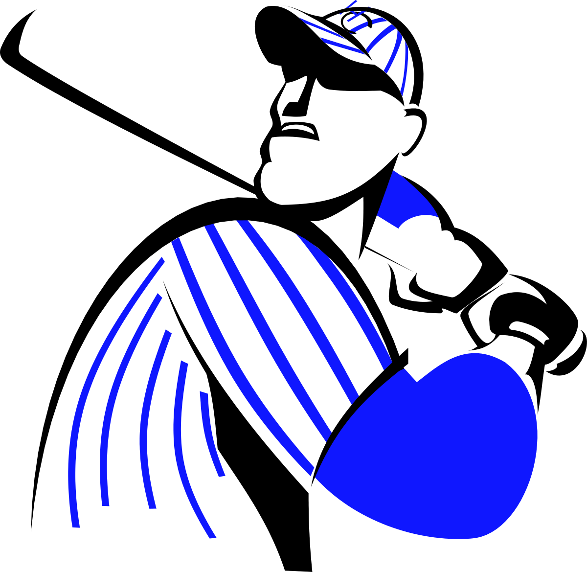 Dynamic Baseball Player Swinging Bat at Ball Clipart