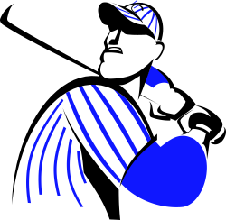 Dynamic Baseball Player Swinging Bat at Ball Clipart
