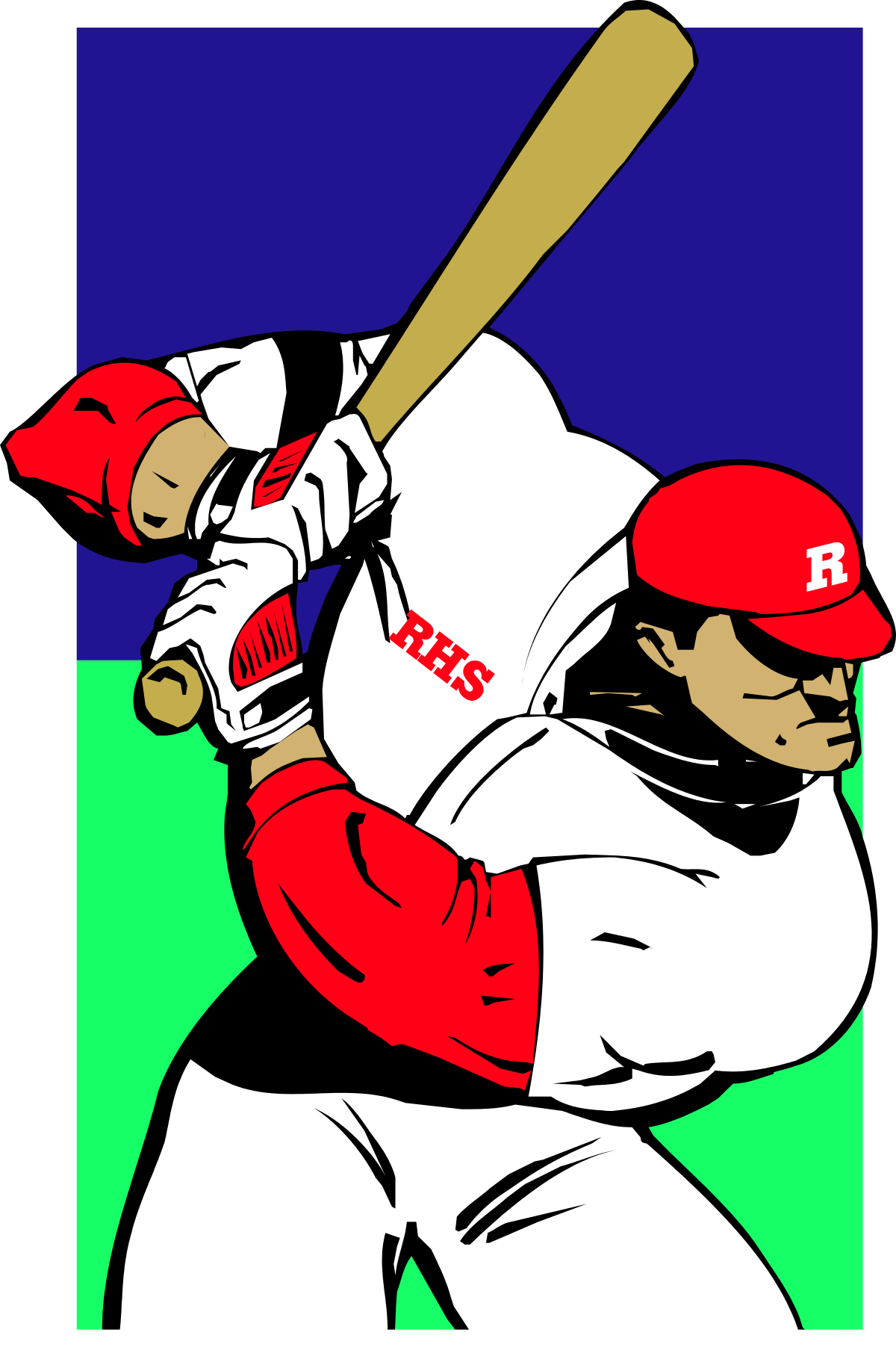 Baseball Player Swinging Bat Clipart - Dynamic Sports Action Illustration