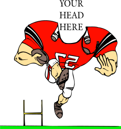 Cartoon Football Player Running with Ball - Dynamic Clipart Image