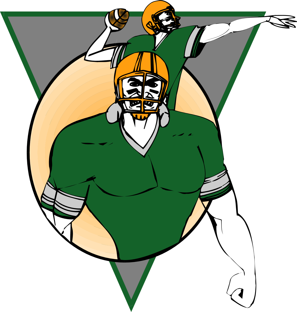 Football Player in Green and Orange Uniform Clipart for Sport Projects