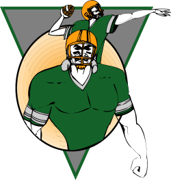 Football Player in Green and Orange Uniform Clipart for Sport Projects