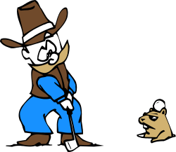 Cowboy Hat Man Playing with Dog Clipart