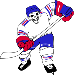 Hockey Player with Face Sticker Clipart - Fun and Unique Sports Illustration
