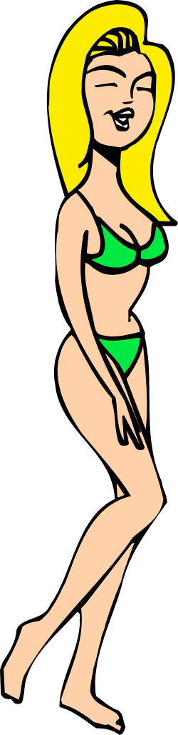 Bikini Woman Walking Clipart - Vibrant Beach Scene