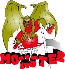 Cartoon Monster with Red Shirt and White Pants Clipart