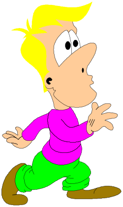 Cartoon Boy Clipart: Playful Character in Pink Shirt and Green Pants