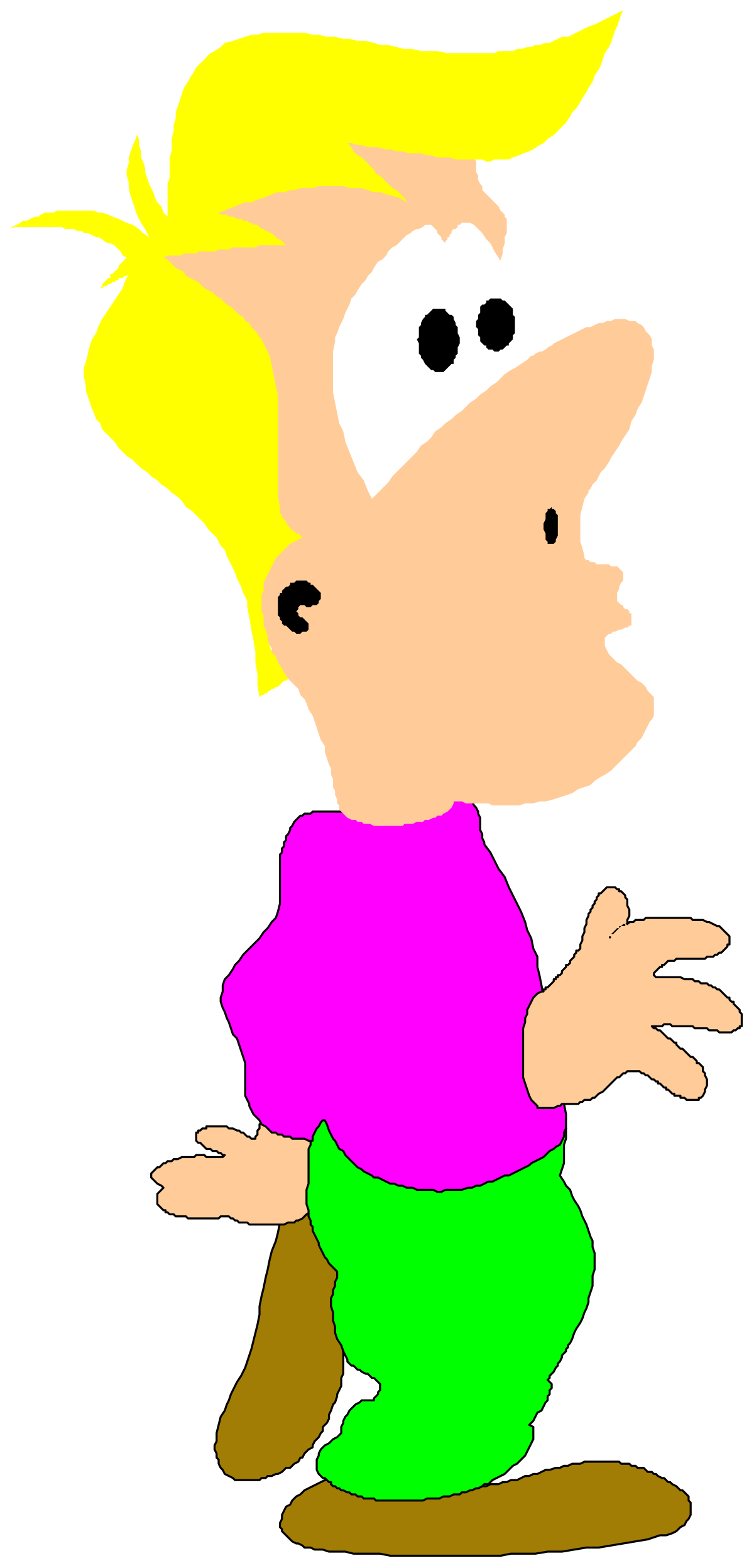 Cartoon Boy in Green Pants and Pink Shirt Clipart for Fun Designs