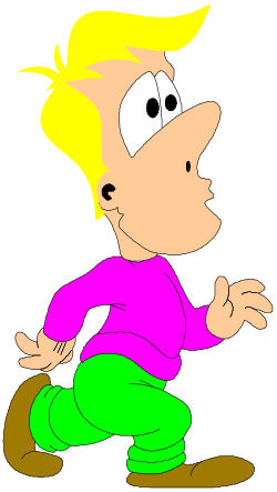 Cartoon Boy in Green Pants and Pink Shirt Clipart