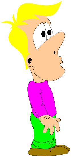 Cartoon Boy Clipart: Playful Character in Pink Shirt and Green Pants