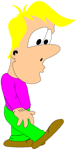 Cartoon Boy in Green Pants and Pink Shirt Clipart