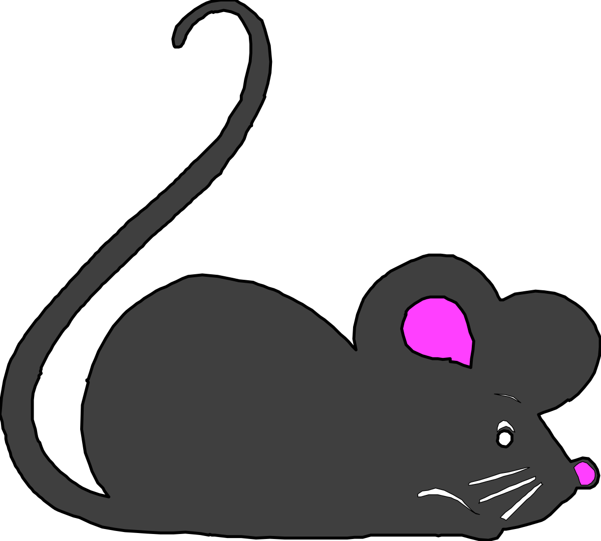 a black mouse with pink ears clip art png transparent Black Mouse with Pink Ears - Adorable Clipart for Your Projects