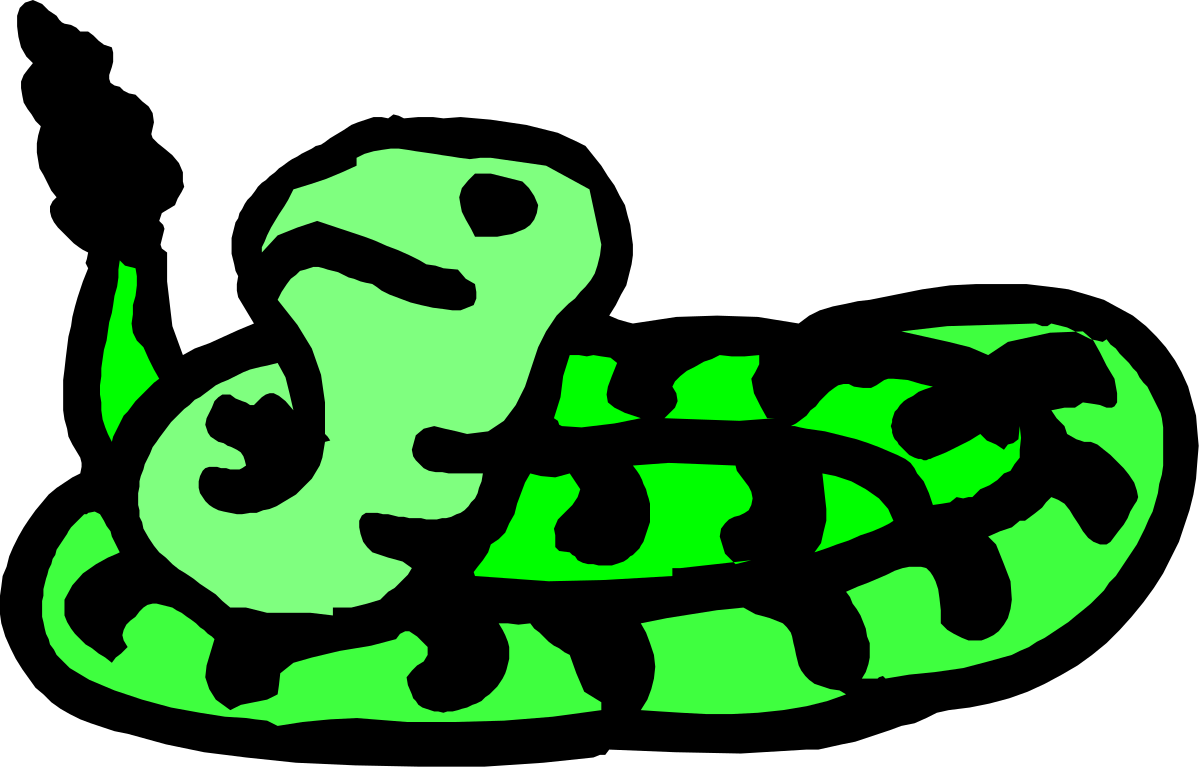 Green Snake on Black Background Clipart