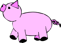 Pink Pig with Bow Clipart - Adorable Animal Graphics