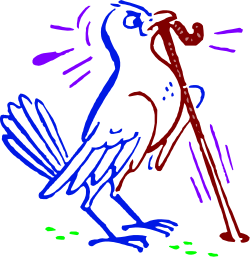 Bird on a Stick Clipart - Charming and Whimsical Illustration