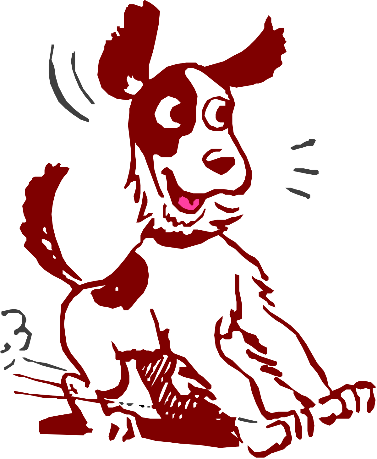 Dog with Red Nose on Black Background - Captivating Clipart