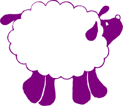 Sheep Clipart with Purple Hair - Whimsical Farm Animal Illustration