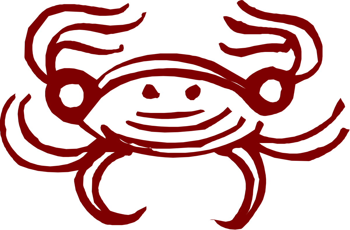 Red Crab Clipart with White Outline - Perfect for Coastal Designs