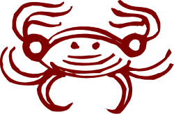 Red Crab Clipart with White Outline - Perfect for Coastal Designs