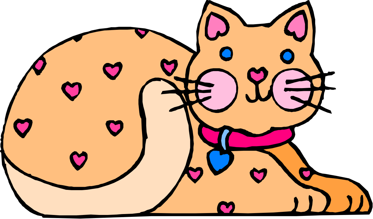 Cat with Bow Tie and Heart Accents Clipart