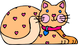 Cat with Bow Tie and Heart Accents Clipart