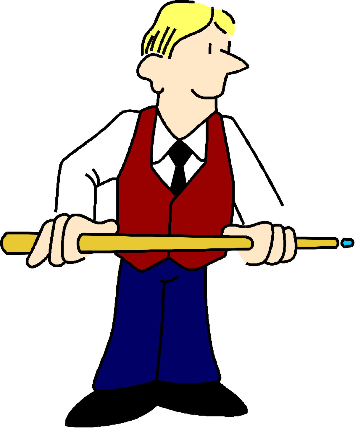 Man in Vest Holding a Stick Clipart Illustration