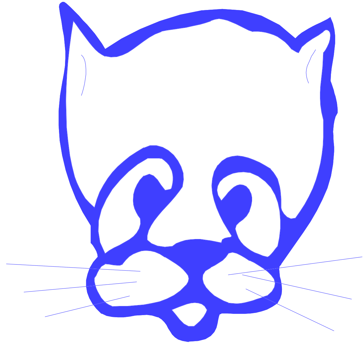 a cat ' s face with a blue nose clip art png transparent Cat's Face Clipart with Blue Nose - Adorable Vector Art