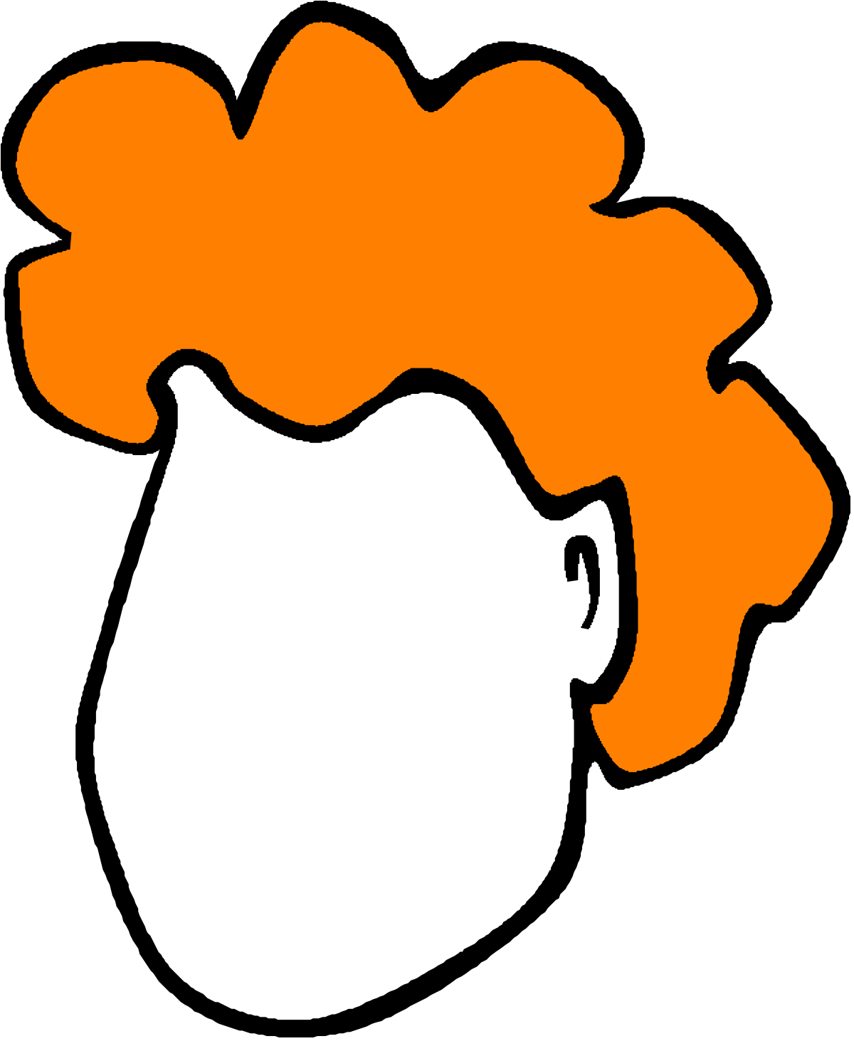 White and Orange Hair Clipart Featuring a Charming White Face