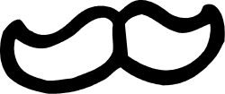 White Mustache Icon on Black Background - Stylish Clipart