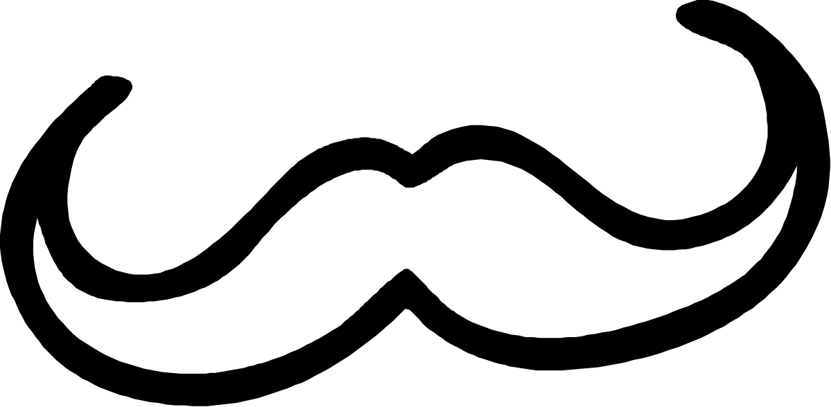 White Mustache on Black Background - Bold Clipart Design