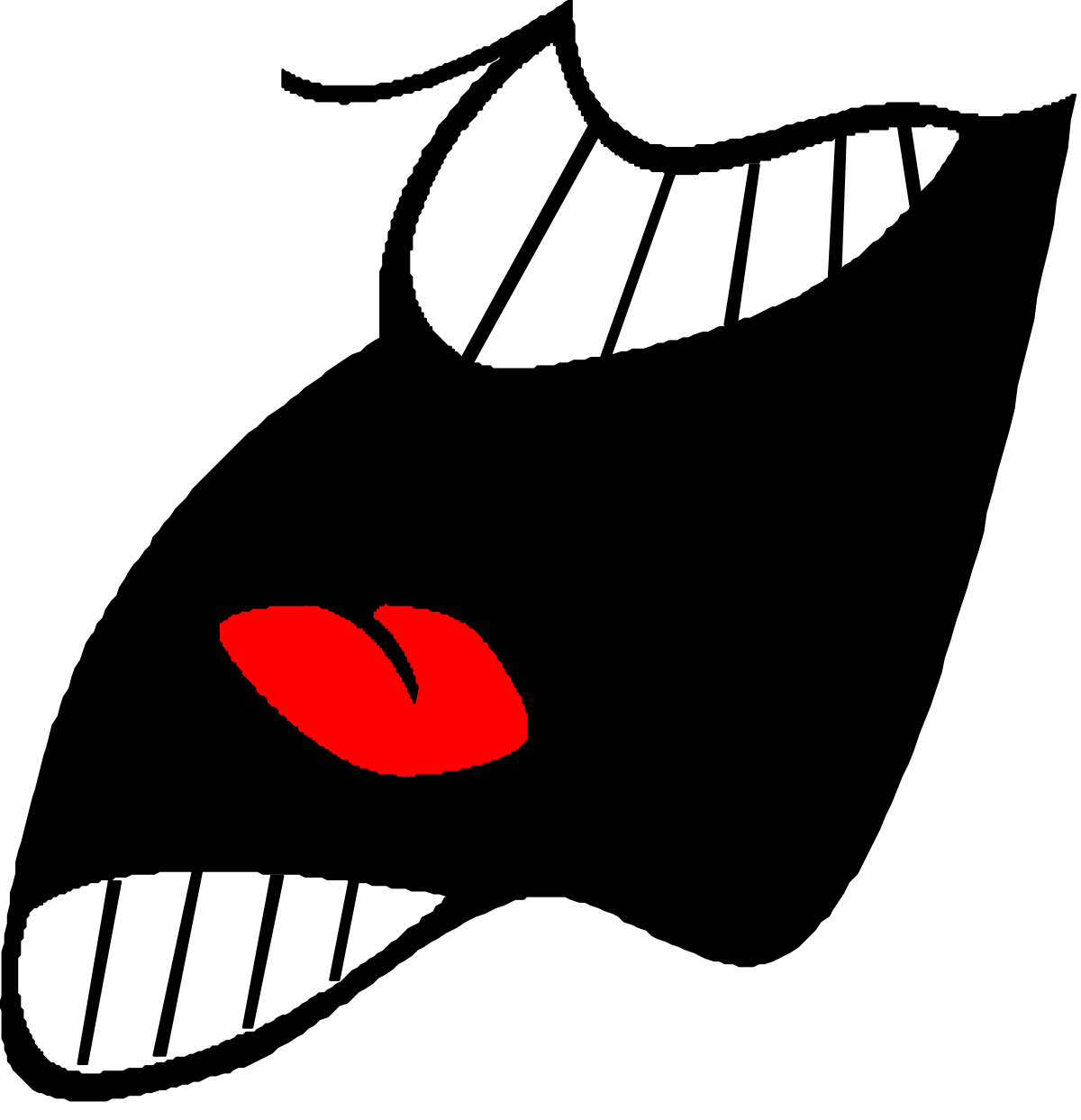 Black and White Cat with Red Lips Clipart - Charming and Playful Design