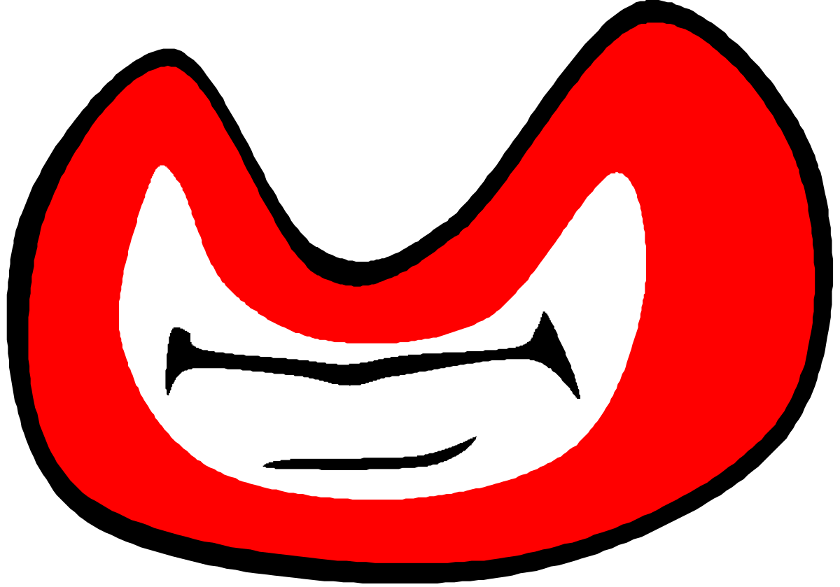 Red and White Smiley Face on Black Background Clipart
