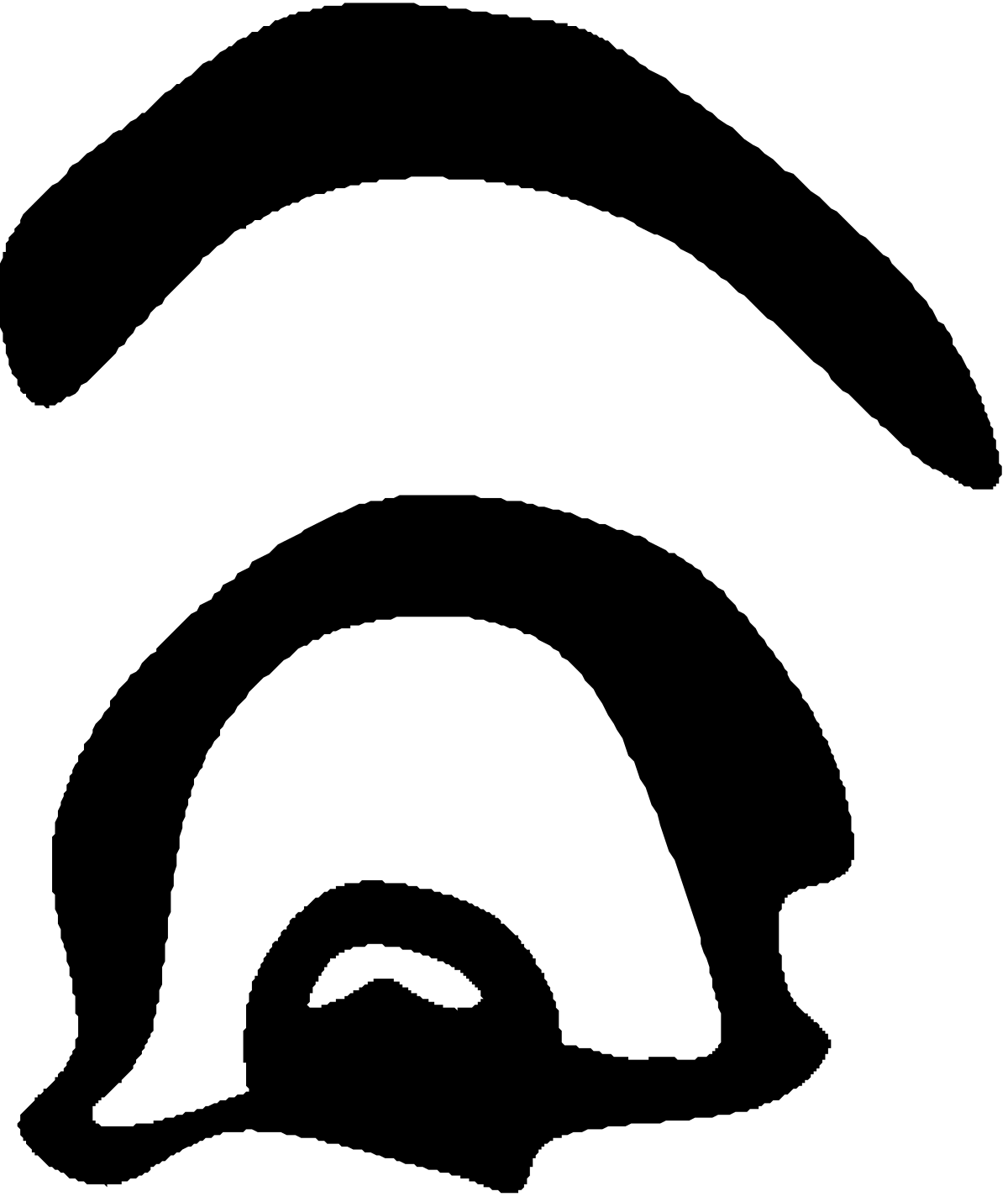 Black and White Silhouette of a Bearded Man Clipart