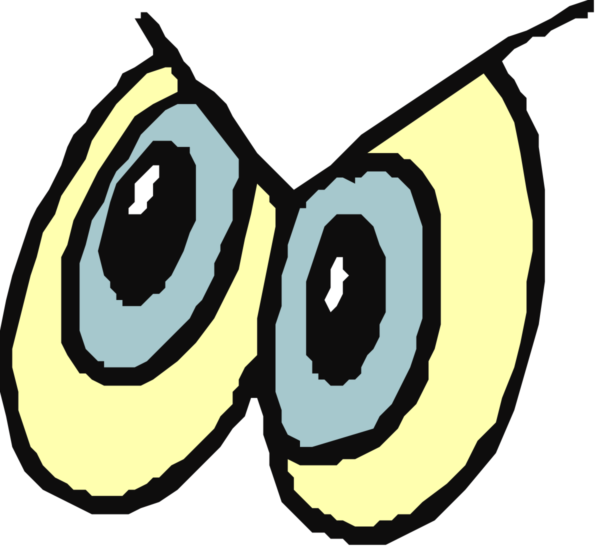 Yellow and Blue Eye Clipart: Unique Dual Black Eye Design