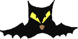 Black and Yellow Bat with Yellow Bat on Its Back Clipart