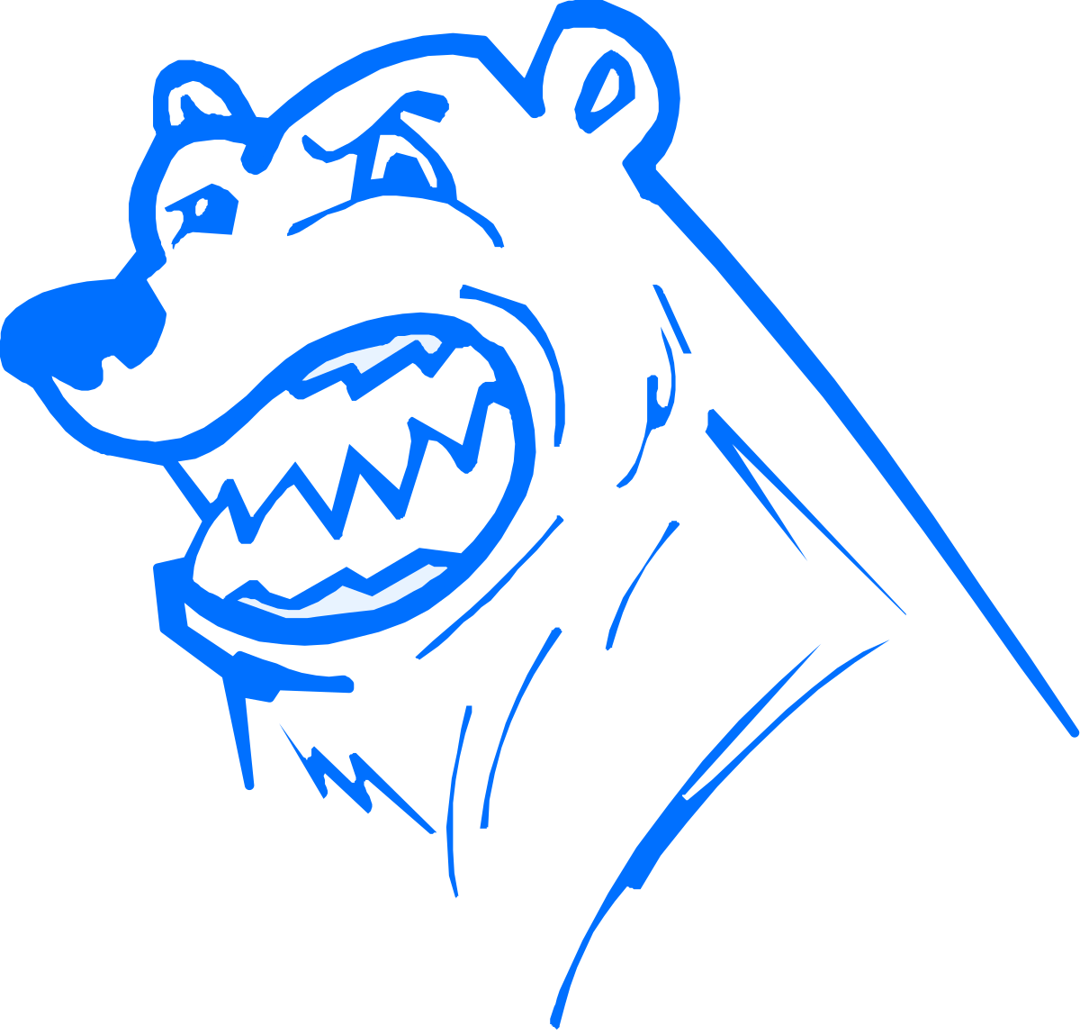 Blue-Faced Bear Clipart: Unique Artwork on Black Background