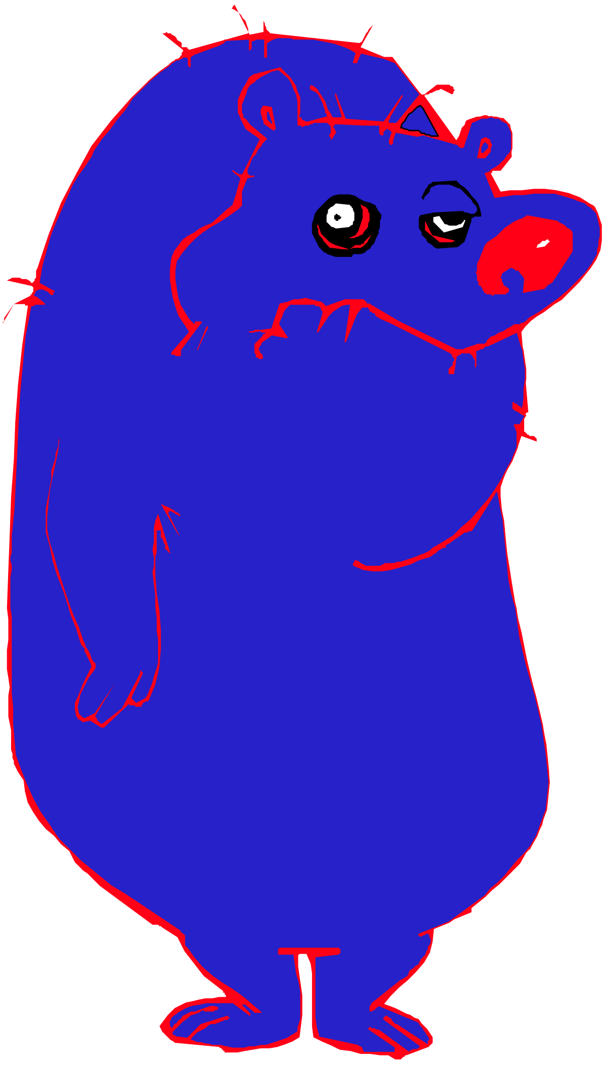 Blue Bear with Red Eyes and Nose - Charming Clipart for Creative Projects