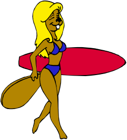 Surfboard Cartoon Woman Clipart - Perfect for Fun Beach Themes
