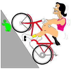 Woman Riding Bike with Green Frog Clipart - Fun and Whimsical Scene
