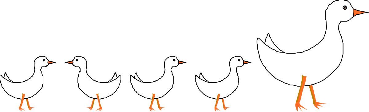 Ducks in a Row Clipart: Charming Group of Ducks Standing in Line