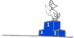 Blue and White Trophy with White Bird on Top - Stunning Clipart
