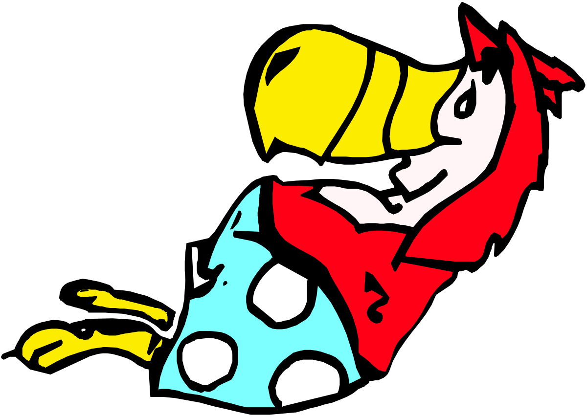 Person Sitting in Red and Blue Shirt Clipart - Perfect for Creative Projects