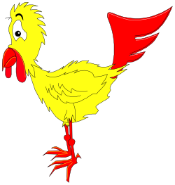 Yellow Chicken with Red Feathers - Vibrant Clipart for Your Projects